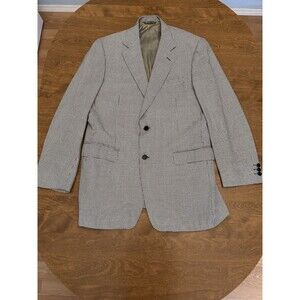 Gene Hiller Canali Blazer Mens 42 Houndstooth Wool Silk Blend Made Italy Jacket